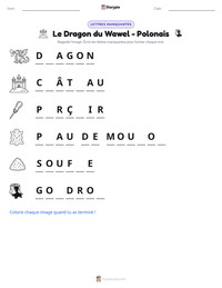 Aperçu de la feuille de travail imprimable Le Dragon du Wawel - Polonais
