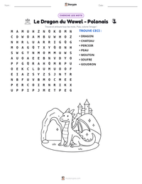 Aperçu de la feuille de travail imprimable Le Dragon du Wawel - Polonais