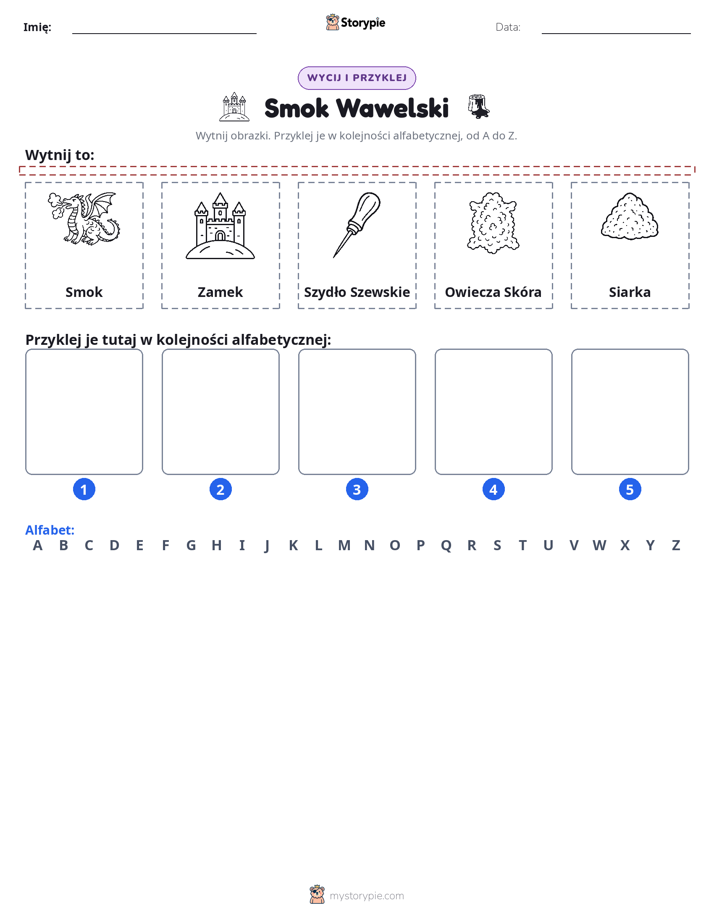 Wytnij i Wklej Alfabet