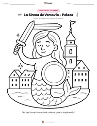 Vista previa de la hoja de trabajo imprimible de La Sirena de Varsovia - Polaca