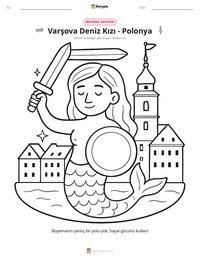 Varşova Deniz Kızı - Polonya yazdırılabilir çalışma sayfası önizlemesi