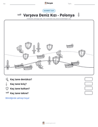 Varşova Deniz Kızı - Polonya yazdırılabilir çalışma sayfası önizlemesi