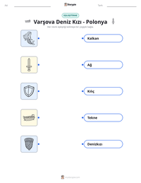 Varşova Deniz Kızı - Polonya yazdırılabilir çalışma sayfası önizlemesi