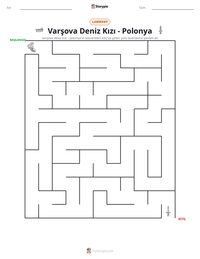 Varşova Deniz Kızı - Polonya yazdırılabilir çalışma sayfası önizlemesi