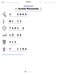 Podgląd drukowalnego arkusza ćwiczeń Syrenka Warszawska
