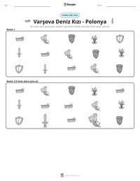 Varşova Deniz Kızı - Polonya yazdırılabilir çalışma sayfası önizlemesi