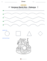 Varşova Deniz Kızı - Polonya yazdırılabilir çalışma sayfası önizlemesi