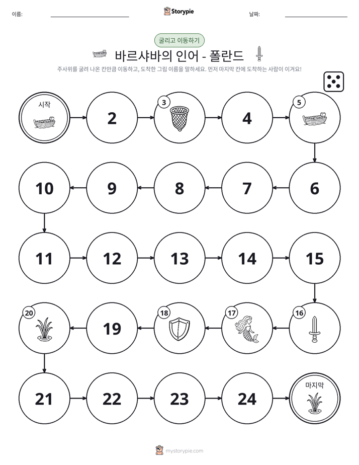 주사위 굴리고 이동하기 게임