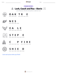 Lech, Czech and Rus - Slavic printable worksheet preview