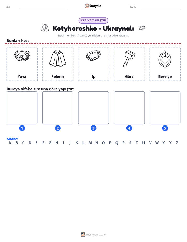 Kes & Yapıştır Alfabe