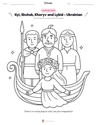 Kyi, Shchek, Khoryv and Lybid - Ukrainian printable worksheet preview