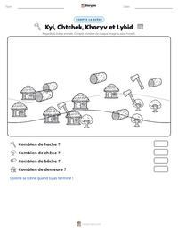 Aperçu de la feuille de travail imprimable Kyi, Chtchek, Khoryv et Lybid