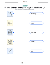 Kyi, Shchek, Khoryv and Lybid - Ukrainian printable worksheet preview
