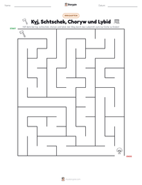 Kyj, Schtschek, Choryw und Lybid druckbare Arbeitsblatt Vorschau