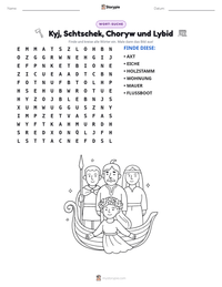 Kyj, Schtschek, Choryw und Lybid druckbare Arbeitsblatt Vorschau