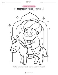 Vista previa de la hoja de trabajo imprimible de Nasreddin Hodja - Turco