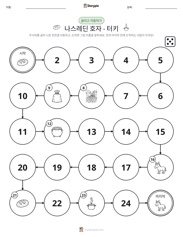 주사위 굴리고 이동하기 게임