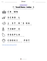 Tenali Rama - Indian printable worksheet preview