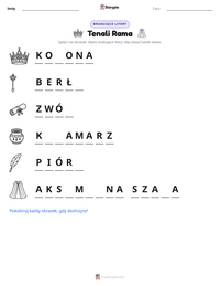 Podgląd drukowalnego arkusza ćwiczeń Tenali Rama