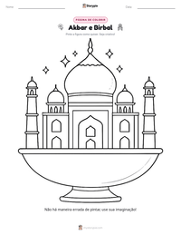 Prévia da folha de atividades imprimível Akbar e Birbal