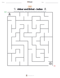 Akbar and Birbal - Indian printable worksheet preview