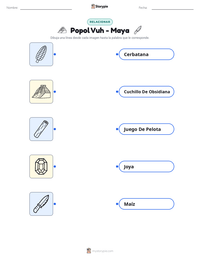 Vista previa de la hoja de trabajo imprimible de Popol Vuh - Maya