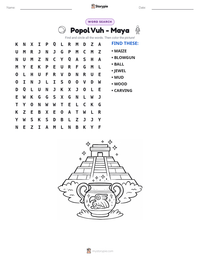 Popol Vuh - Maya printable worksheet preview