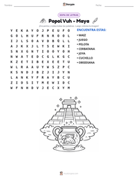 Vista previa de la hoja de trabajo imprimible de Popol Vuh - Maya