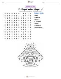 Aperçu de la feuille de travail imprimable Popol Vuh - Maya