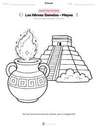 Vista previa de la hoja de trabajo imprimible de Los Héroes Gemelos - Mayas