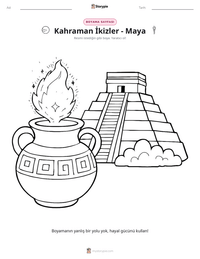 Kahraman İkizler - Maya yazdırılabilir çalışma sayfası önizlemesi