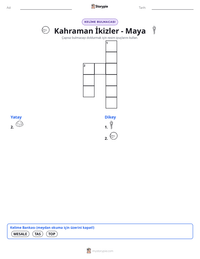 Kahraman İkizler - Maya yazdırılabilir çalışma sayfası önizlemesi
