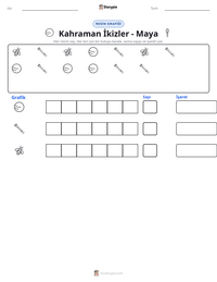 Kahraman İkizler - Maya yazdırılabilir çalışma sayfası önizlemesi