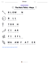 The Hero Twins - Maya printable worksheet preview