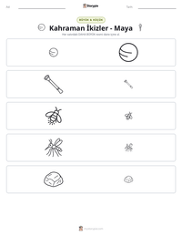 Kahraman İkizler - Maya yazdırılabilir çalışma sayfası önizlemesi