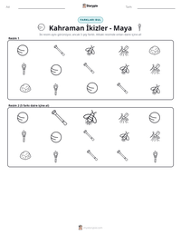 Kahraman İkizler - Maya yazdırılabilir çalışma sayfası önizlemesi
