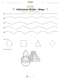 Kahraman İkizler - Maya yazdırılabilir çalışma sayfası önizlemesi