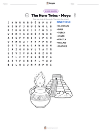 The Hero Twins - Maya printable worksheet preview