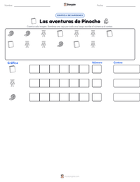 Vista previa de la hoja de trabajo imprimible de Las aventuras de Pinocho