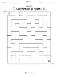 Vista previa de la hoja de trabajo imprimible de Las aventuras de Pinocho