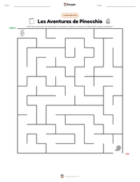 Aperçu de la feuille de travail imprimable Les Aventures de Pinocchio