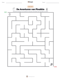 De Avonturen van Pinokkio afdrukbare werkblad voorbeeld