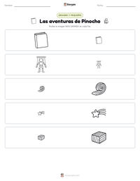 Vista previa de la hoja de trabajo imprimible de Las aventuras de Pinocho