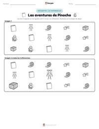 Vista previa de la hoja de trabajo imprimible de Las aventuras de Pinocho