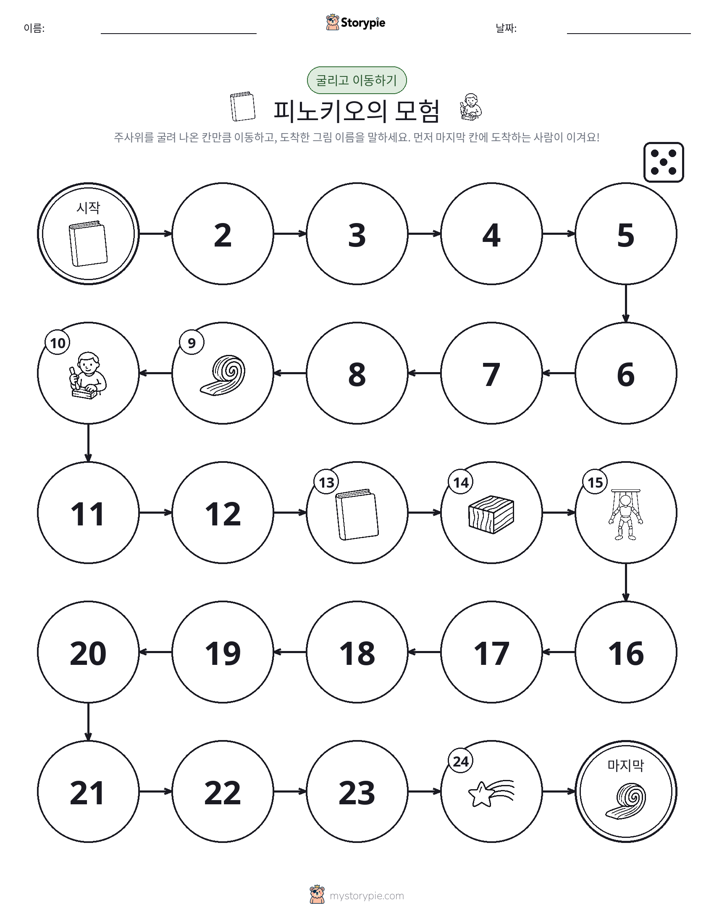 주사위 굴리고 이동하기 게임