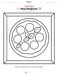 Pizza Margherita yazdırılabilir çalışma sayfası önizlemesi
