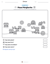 Pizza Margherita yazdırılabilir çalışma sayfası önizlemesi