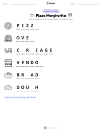 Pizza Margherita printable worksheet preview