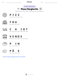 Aperçu de la feuille de travail imprimable Pizza Margherita