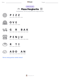 Prabaca lembar kerja cetak Pizza Margherita